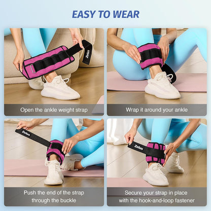 1 Pair Adjustable Ankle Weights, 2 4 6 8 10 lb Modularized Leg Weight Straps for Women Men, Weighted Ankle Weight Set with Removable Sandbags, 1-5 lb per Ankle Strap for Gym Yoga Jogging Walking