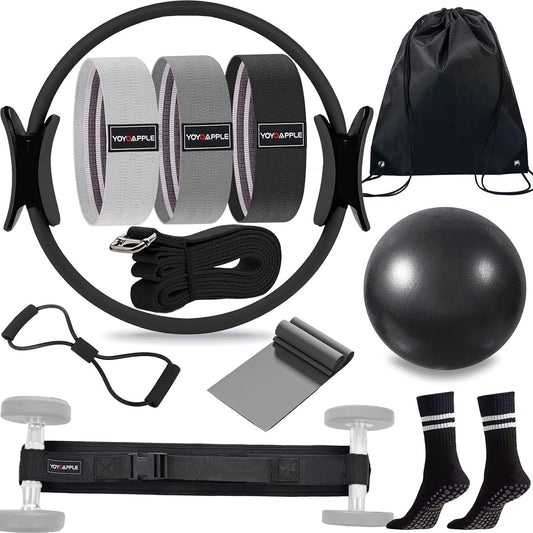 at Home Pilates Essentials Kit for Women,11pcs Pilates Kit for Home Workouts Women,Pilates Kit for Home Workouts Women,Pilates Ball and Ring Set,Pilates Accessories for Home Workouts