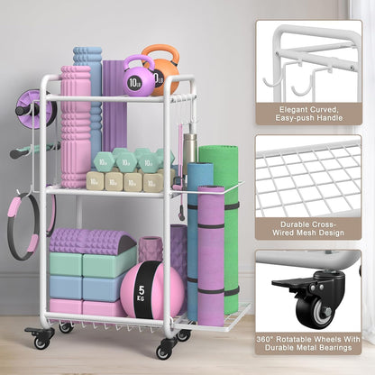Multi-Functional Home Gym Storage Rack - Yoga Mat Storage Rack, Dumbbell Weight Rack & Workout Equipment Storage with Heavy-Duty Steel Construction for Gym Fitness Organizer