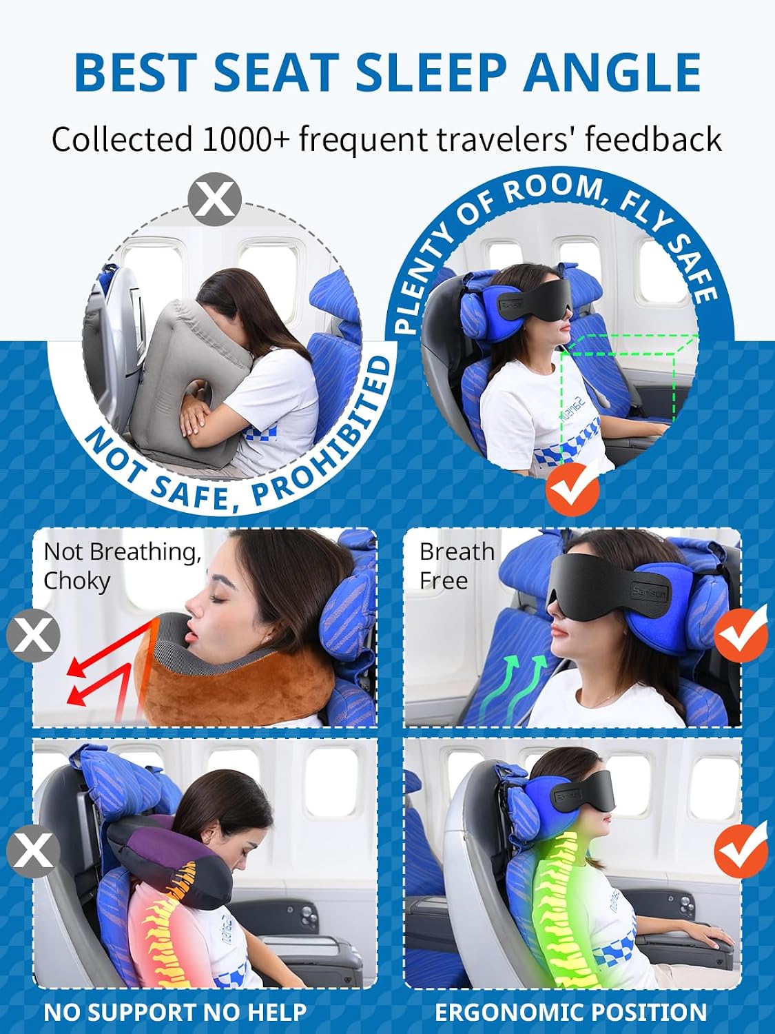 Travel Pillows for Airplanes, Stable Head Support, Travel Essential