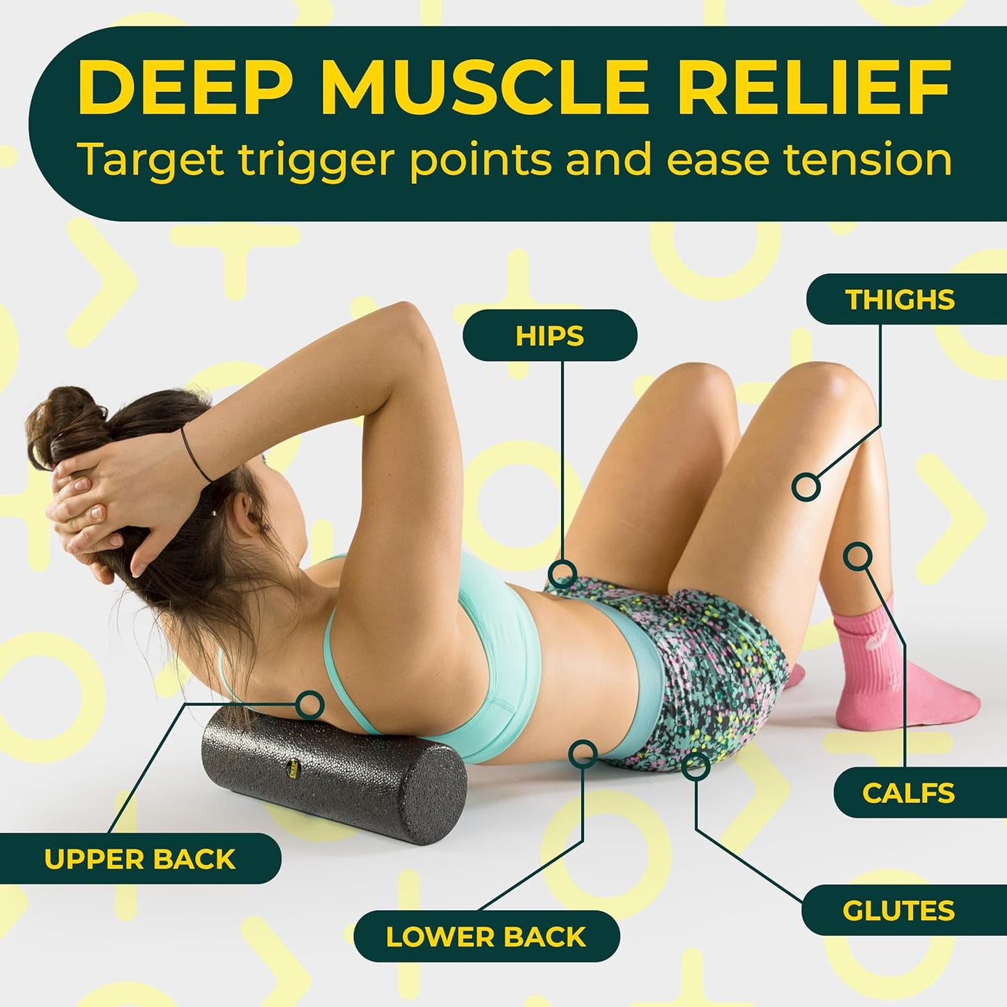 Yoga Foam Roller for Physical Therapy & Exercise – Green Back Roller for Back Pain, Legs, and Shoulders, 12in x 4in Travel Size – Deep Tissue Massage for Myofascial Release