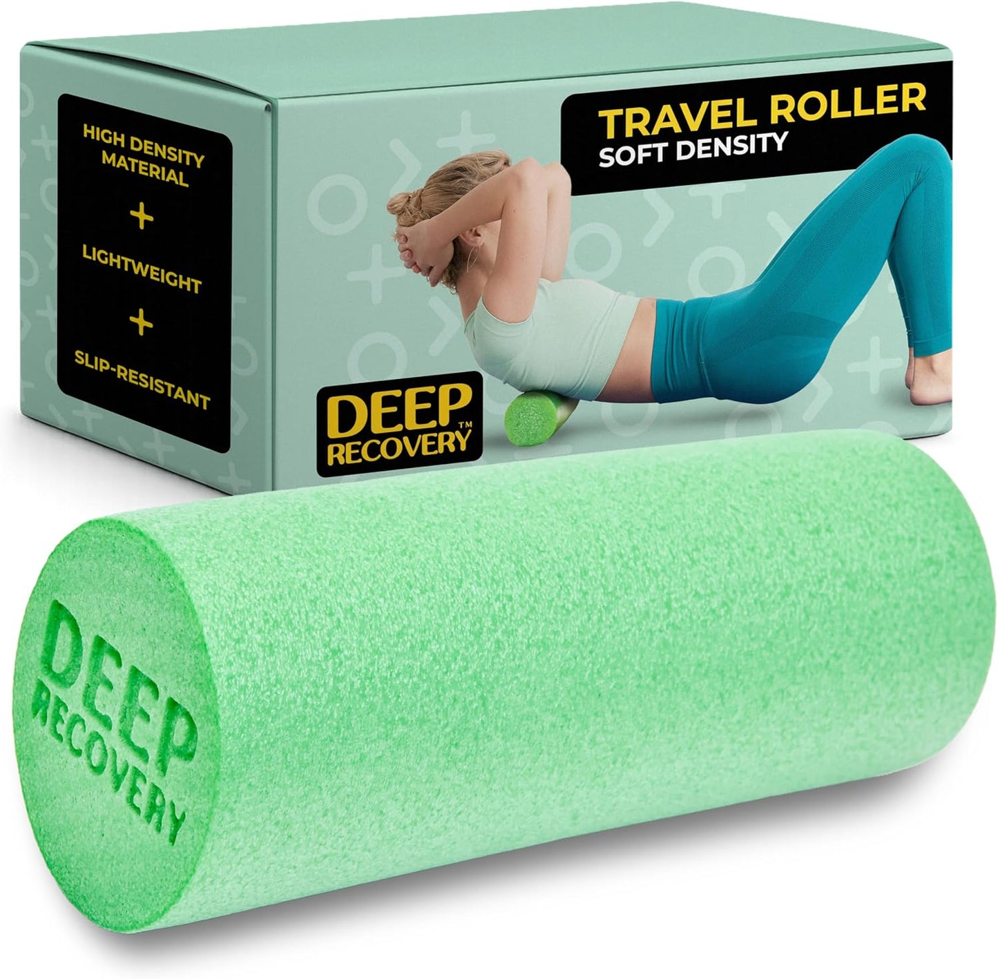 Yoga Foam Roller for Physical Therapy & Exercise – Green Back Roller for Back Pain, Legs, and Shoulders, 12in x 4in Travel Size – Deep Tissue Massage for Myofascial Release