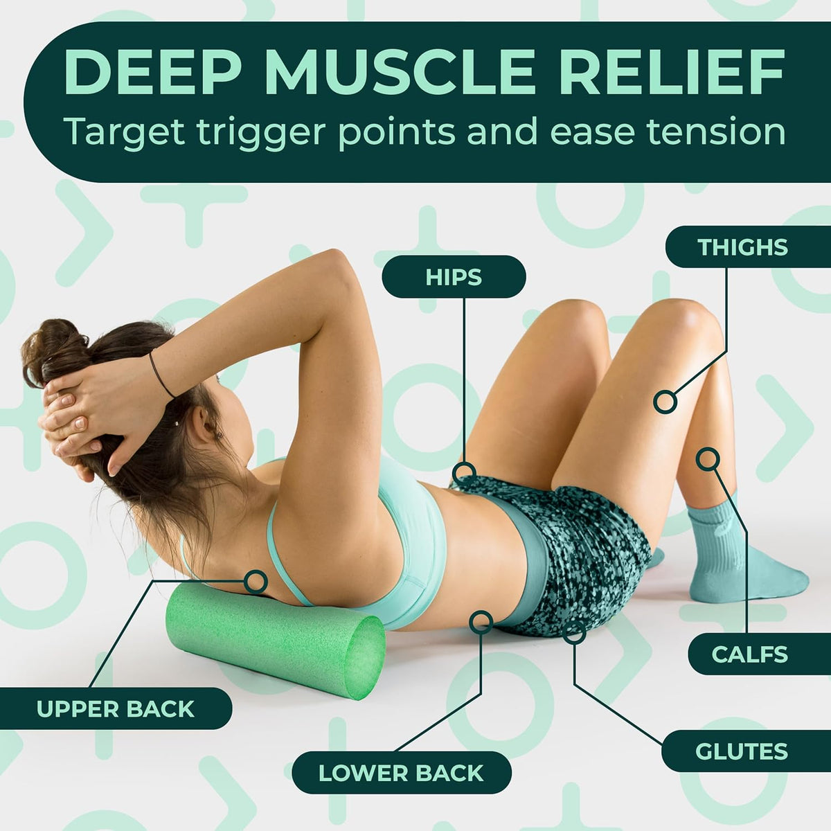 Yoga Foam Roller for Physical Therapy & Exercise – Green Back Roller for Back Pain, Legs, and Shoulders, 12in x 4in Travel Size – Deep Tissue Massage for Myofascial Release