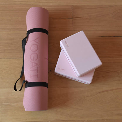 ® Yoga Mat with Strap with Alignment Lines. Home Workout Mat for Women, Men and Kids. Thick Non Slip Yoga Mat for Pilates and Fitness. Brown, Pink and Purple Yoga Mats