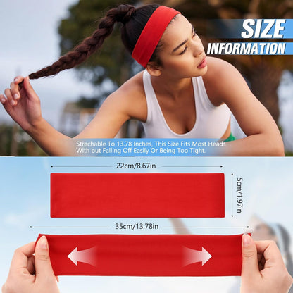 12 Pack Sport Headbands for Women Elastic Soft Fabric Hair Bands Sweatbands for Yoga Gym Running Workouts Daily Use(Black)