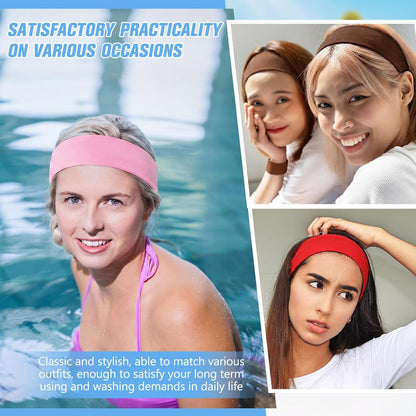 12 Pack Sport Headbands for Women Elastic Soft Fabric Hair Bands Sweatbands for Yoga Gym Running Workouts Daily Use(Black)