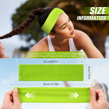 12 Pack Sport Headbands for Women Elastic Soft Fabric Hair Bands Sweatbands for Yoga Gym Running Workouts Daily Use(Black)