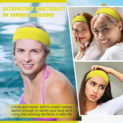 12 Pack Sport Headbands for Women Elastic Soft Fabric Hair Bands Sweatbands for Yoga Gym Running Workouts Daily Use(Black)