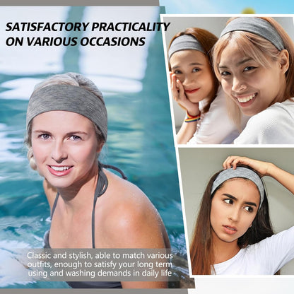 12 Pack Sport Headbands for Women Elastic Soft Fabric Hair Bands Sweatbands for Yoga Gym Running Workouts Daily Use(Black)