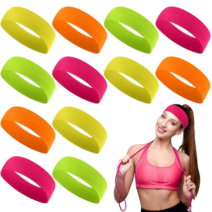 12 Pack Sport Headbands for Women Elastic Soft Fabric Hair Bands Sweatbands for Yoga Gym Running Workouts Daily Use(Black)