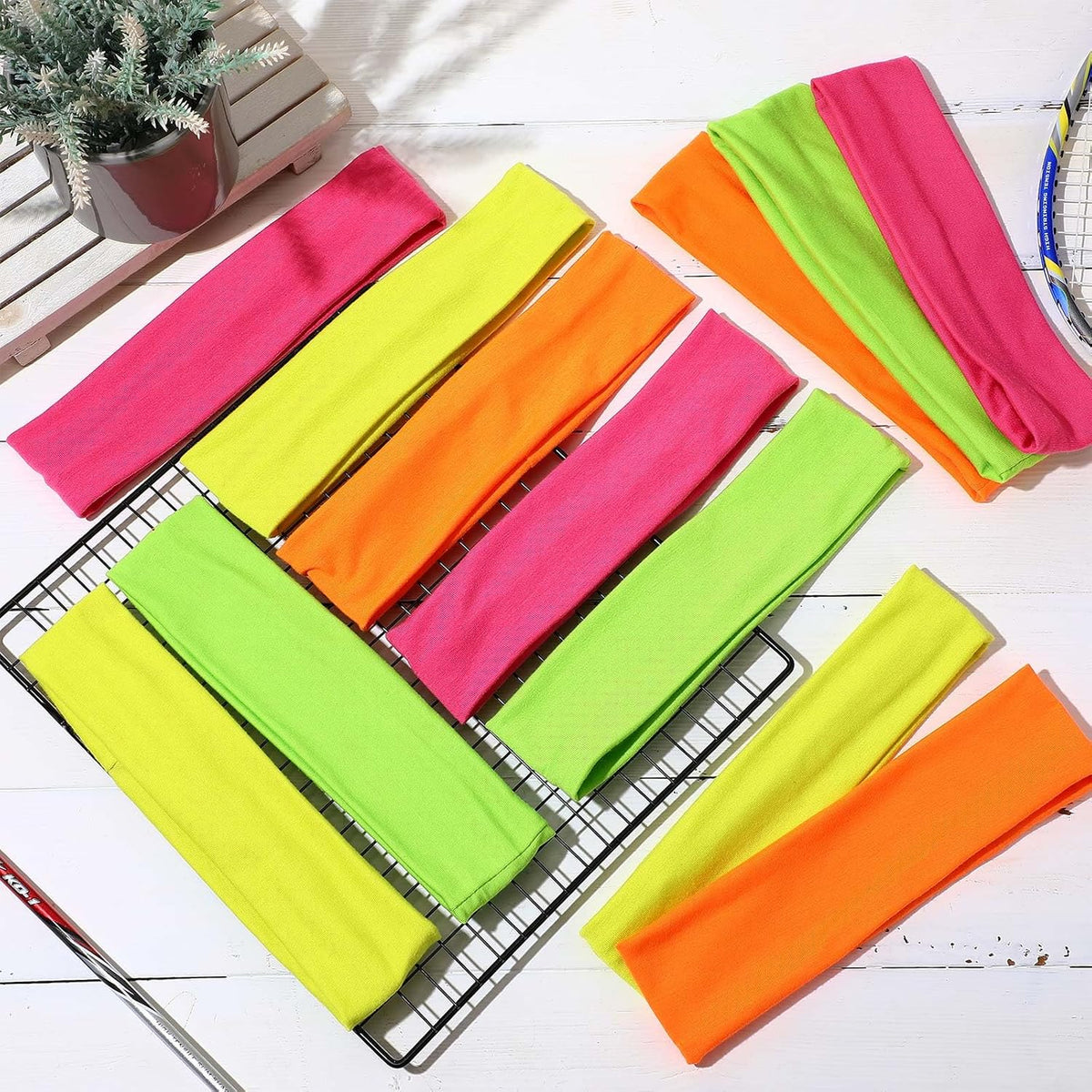 12 Pack Sport Headbands for Women Elastic Soft Fabric Hair Bands Sweatbands for Yoga Gym Running Workouts Daily Use(Black)