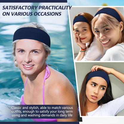 12 Pack Sport Headbands for Women Elastic Soft Fabric Hair Bands Sweatbands for Yoga Gym Running Workouts Daily Use(Black)