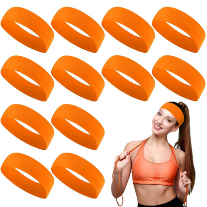 12 Pack Sport Headbands for Women Elastic Soft Fabric Hair Bands Sweatbands for Yoga Gym Running Workouts Daily Use(Black)