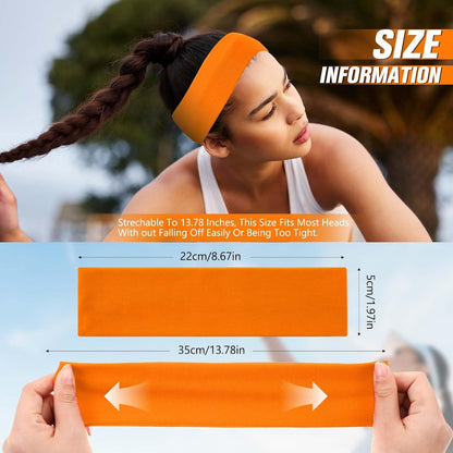 12 Pack Sport Headbands for Women Elastic Soft Fabric Hair Bands Sweatbands for Yoga Gym Running Workouts Daily Use(Black)