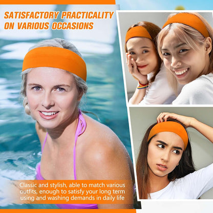 12 Pack Sport Headbands for Women Elastic Soft Fabric Hair Bands Sweatbands for Yoga Gym Running Workouts Daily Use(Black)