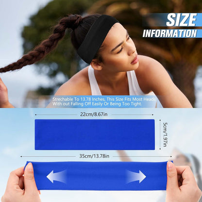 12 Pack Sport Headbands for Women Elastic Soft Fabric Hair Bands Sweatbands for Yoga Gym Running Workouts Daily Use(Black)