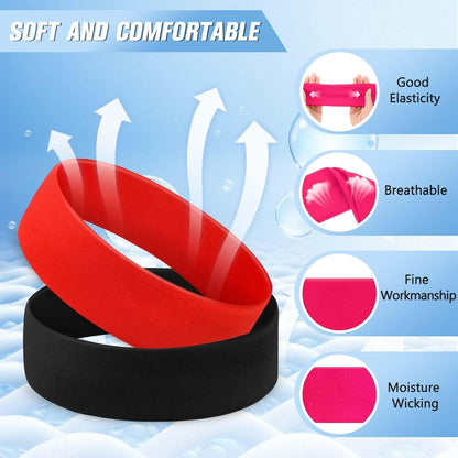 12 Pack Sport Headbands for Women Elastic Soft Fabric Hair Bands Sweatbands for Yoga Gym Running Workouts Daily Use(Black)