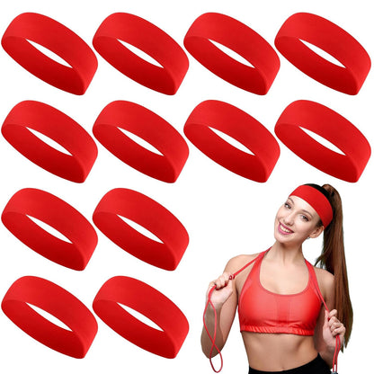 12 Pack Sport Headbands for Women Elastic Soft Fabric Hair Bands Sweatbands for Yoga Gym Running Workouts Daily Use(Black)