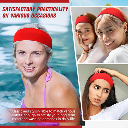 12 Pack Sport Headbands for Women Elastic Soft Fabric Hair Bands Sweatbands for Yoga Gym Running Workouts Daily Use(Black)