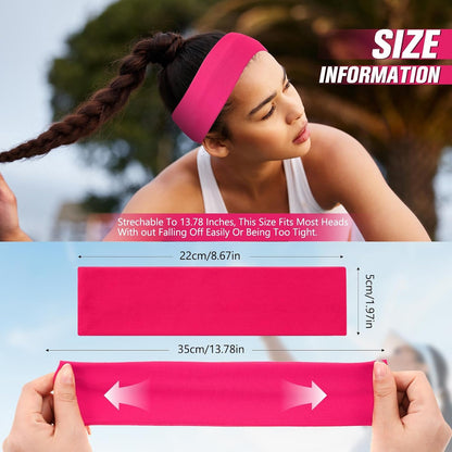 12 Pack Sport Headbands for Women Elastic Soft Fabric Hair Bands Sweatbands for Yoga Gym Running Workouts Daily Use(Black)