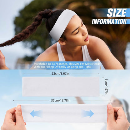 12 Pack Sport Headbands for Women Elastic Soft Fabric Hair Bands Sweatbands for Yoga Gym Running Workouts Daily Use(Black)