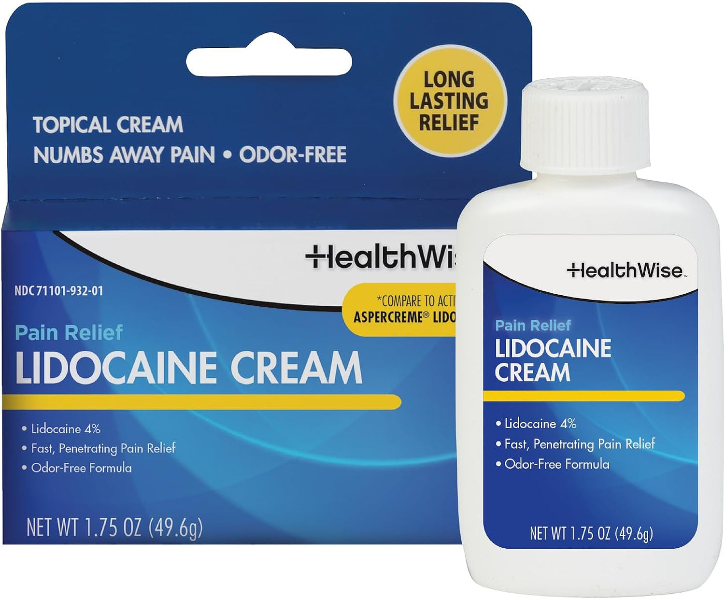 Maximum Strength Lidocaine Cream | Numbs Away Pain | Long-Lasting Relief | Non-Greasy | 1.75 Oz