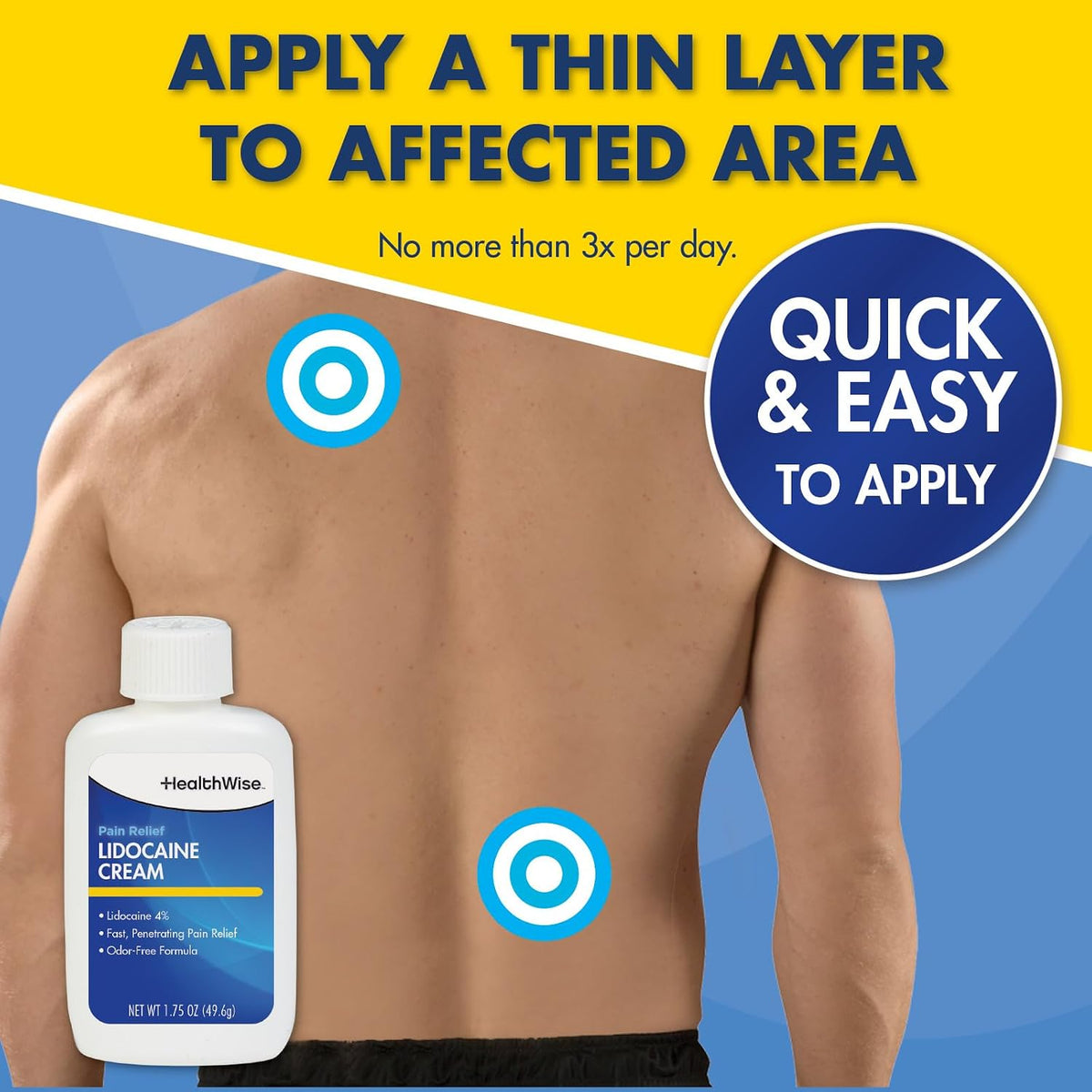 Maximum Strength Lidocaine Cream | Numbs Away Pain | Long-Lasting Relief | Non-Greasy | 1.75 Oz
