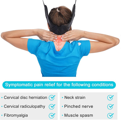 Cervical Neck Traction Device for Home Use, Portable Neck Stretcher Hammock Over Door for Neck Pain Relief, Neck Sling for Spine Decompression