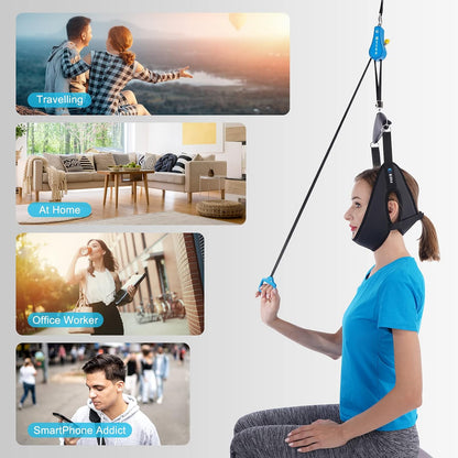 Cervical Neck Traction Device for Home Use, Portable Neck Stretcher Hammock Over Door for Neck Pain Relief, Neck Sling for Spine Decompression