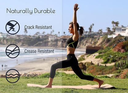 Cork & Natural Rubber Yoga Mat | Non-Slip Hot Yoga Mat | Non-Toxic, TPE-Free, PVC-Free | Eco-Friendly, Sustainable | 72” x 24” x 3mm | Cotton Hemp Strap Included