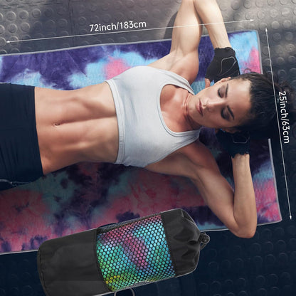 6 Pcs Yoga Towels with Grip Dots 72 x 25 Inch Non Slip Hot Yoga Mat Towel Microfiber Soft Sweat Absorbent Blanket for Gym Pilates Workout Fitness, 6 Tie Dye Colors