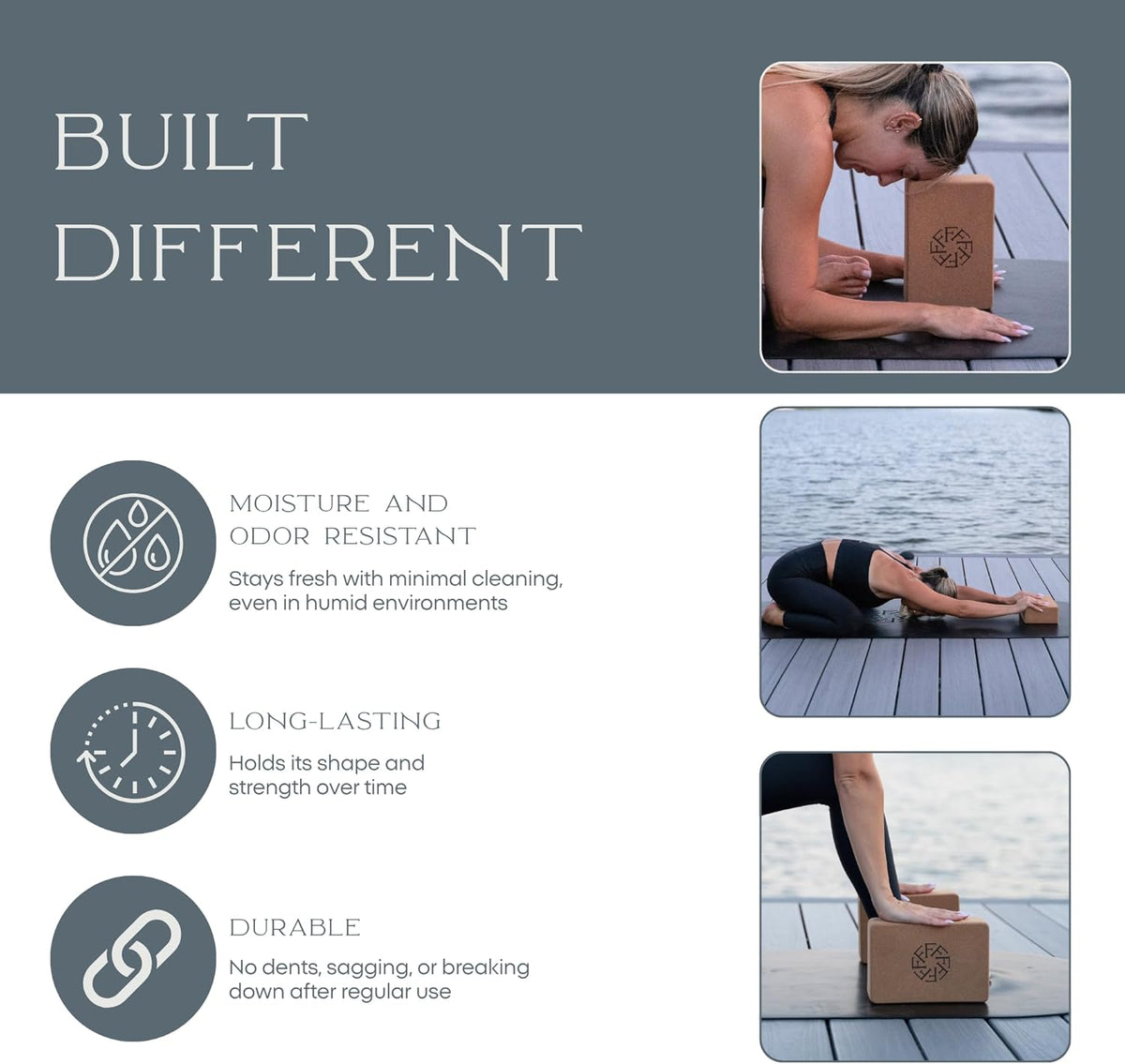 FFLLOOWW Premium Cork Yoga Block – Non-Slip, High-Density Support for Yoga, Pilates, Stretching, Home Workouts & Balance Training