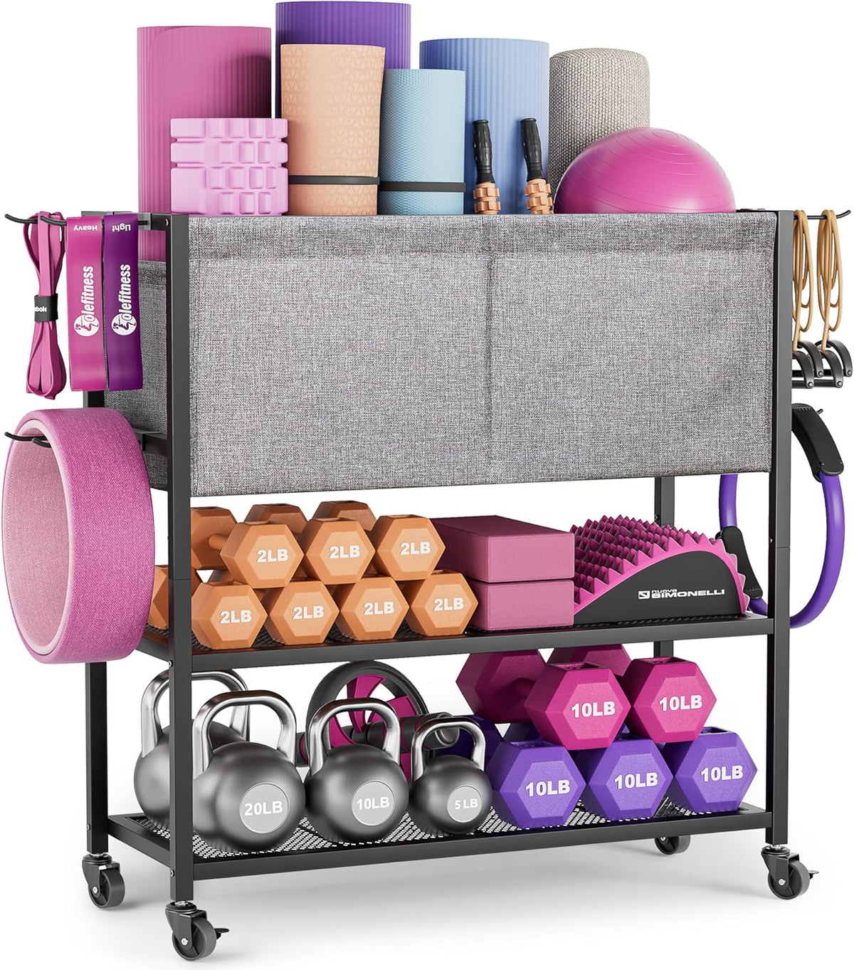Yoga Mat Storage Rack Home Gym Equipment Workout Equipment Organizer Yoga Mat Holder for Dumbbell,Kettlebell and More Gym Accessories Gym Essentials Women Men Fitness Exercise Equipment Organization