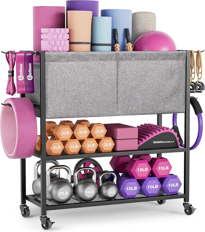 Yoga Mat Storage Rack Home Gym Equipment Workout Equipment Organizer Yoga Mat Holder for Dumbbell,Kettlebell and More Gym Accessories Gym Essentials Women Men Fitness Exercise Equipment Organization