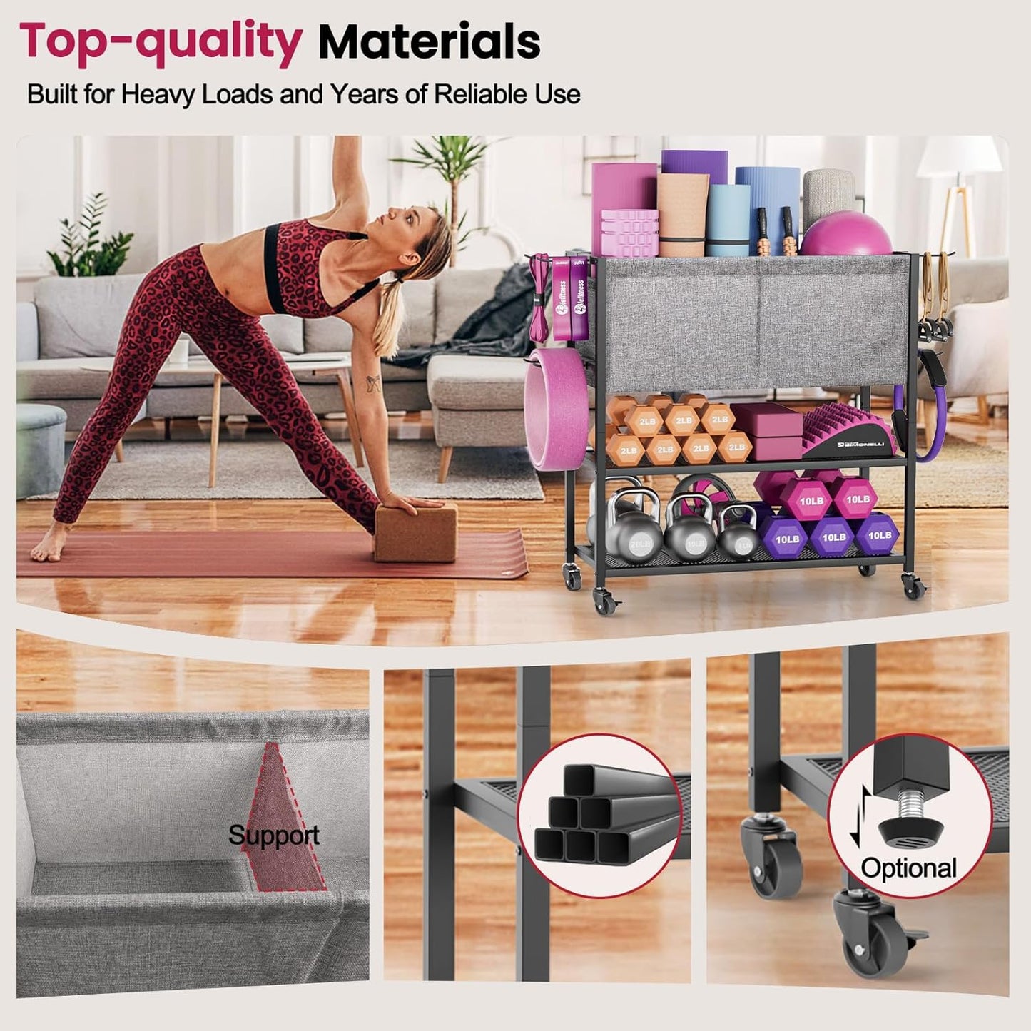 Yoga Mat Storage Rack Home Gym Equipment Workout Equipment Organizer Yoga Mat Holder for Dumbbell,Kettlebell and More Gym Accessories Gym Essentials Women Men Fitness Exercise Equipment Organization