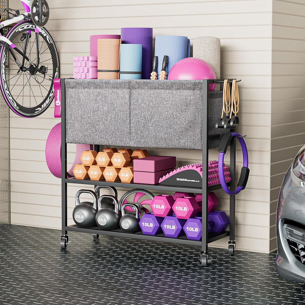 Yoga Mat Storage Rack Home Gym Equipment Workout Equipment Organizer Yoga Mat Holder for Dumbbell,Kettlebell and More Gym Accessories Gym Essentials Women Men Fitness Exercise Equipment Organization