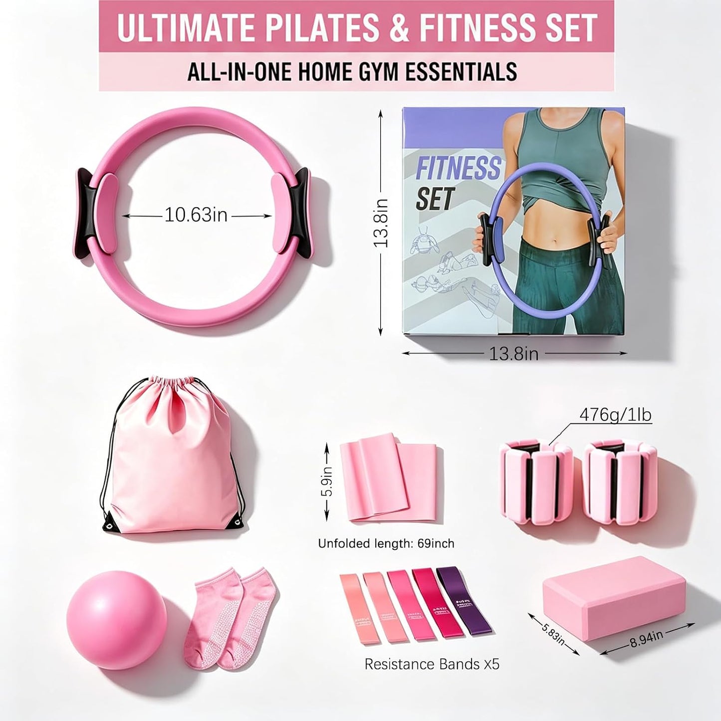 Pilates Kit, Home Pilates Workout Kit for Women, Pilates Equipment