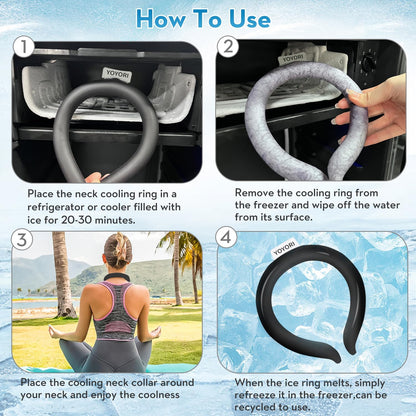 2 Pack Neck Cooling Tube with Insulated Cooling Bag, Reusable PCM Ice Ring
