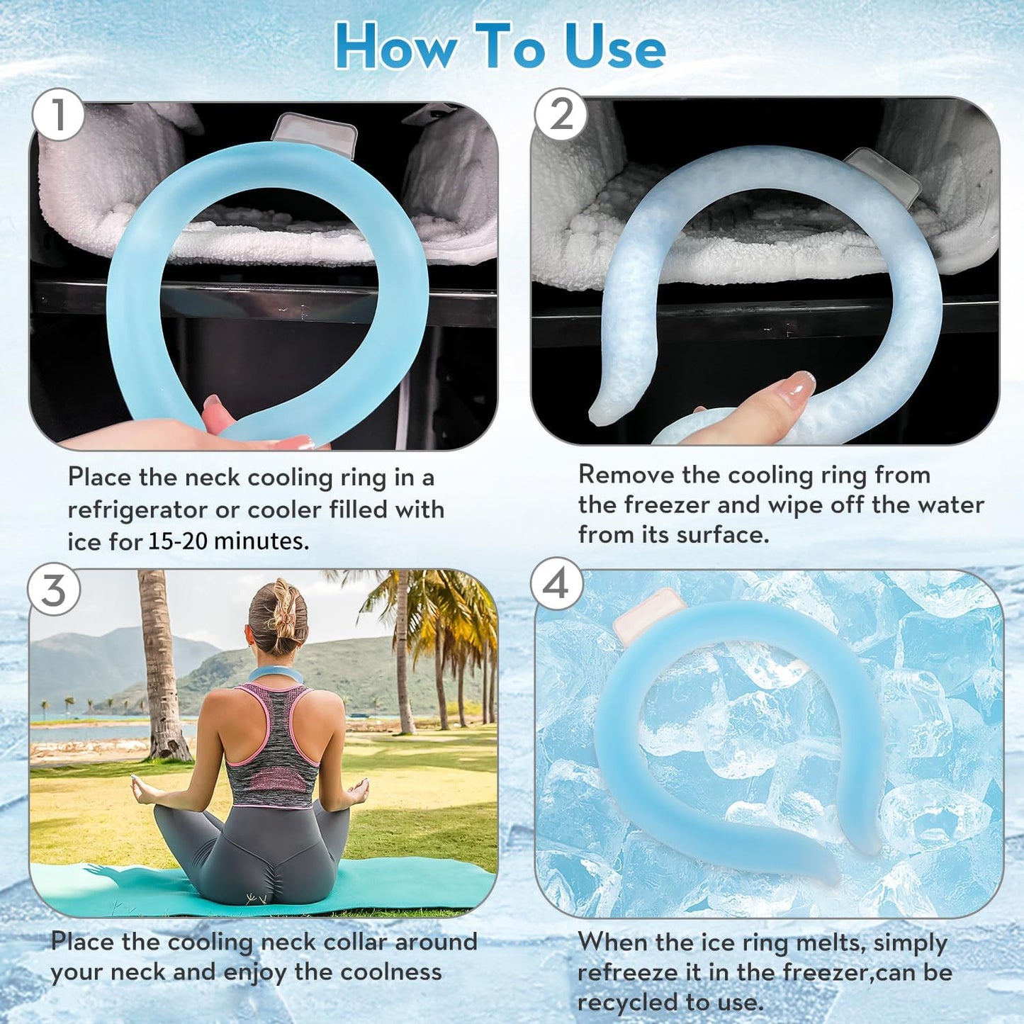 2 Pack Neck Cooling Tube with Insulated Cooling Bag, Reusable PCM Ice Ring
