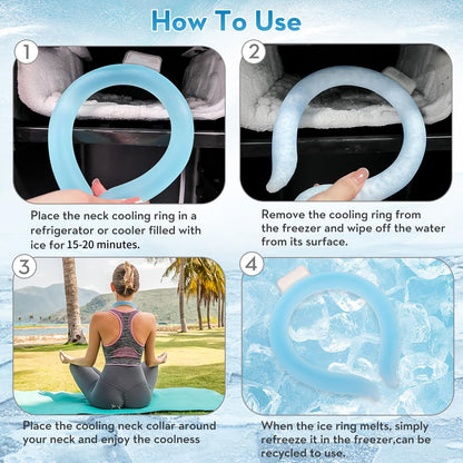 2 Pack Neck Cooling Tube with Insulated Cooling Bag, Reusable PCM Ice Ring