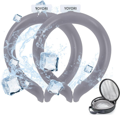 2 Pack Neck Cooling Tube with Insulated Cooling Bag, Reusable PCM Ice Ring