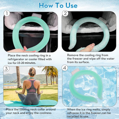 2 Pack Neck Cooling Tube with Insulated Cooling Bag, Reusable PCM Ice Ring