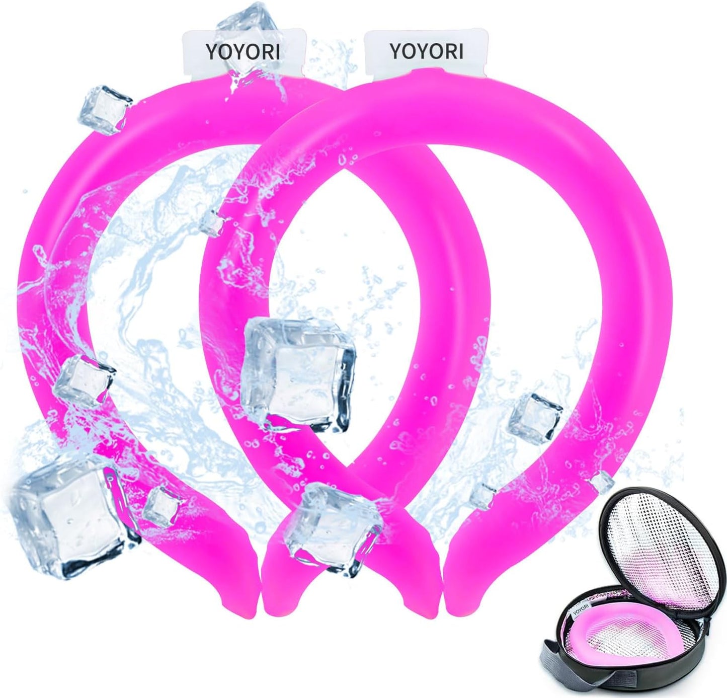 2 Pack Neck Cooling Tube with Insulated Cooling Bag, Reusable PCM Ice Ring