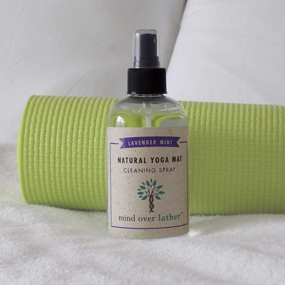 Yoga Mat Cleaner & Cleaning Spray 8oz 100% Natural Essential Oils | Lavender Mint | Cleans, Deodorizes & Restores All Mats | Non-Toxic