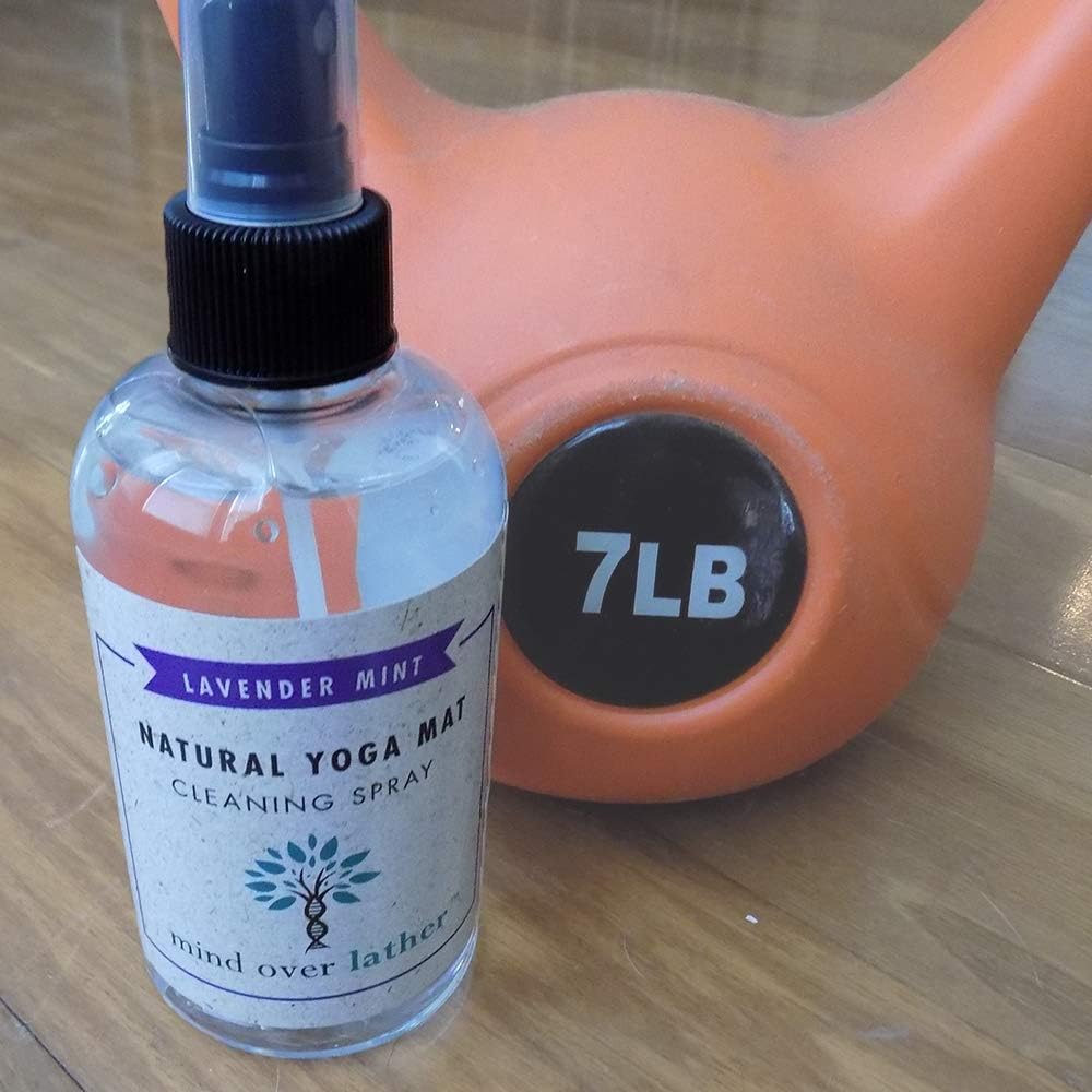Yoga Mat Cleaner & Cleaning Spray 8oz 100% Natural Essential Oils | Lavender Mint | Cleans, Deodorizes & Restores All Mats | Non-Toxic