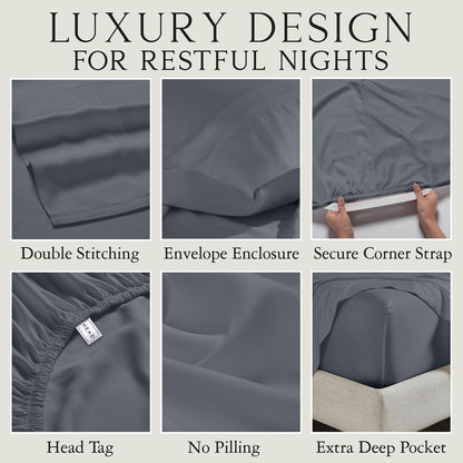 Luxury Bamboo Viscose King Size Pillowcase Set
