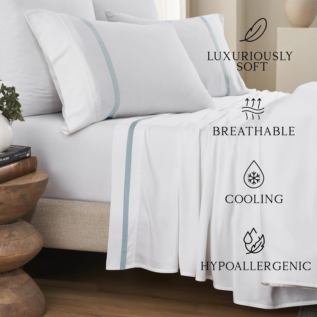 Luxury Bamboo Viscose King Size Pillowcase Set