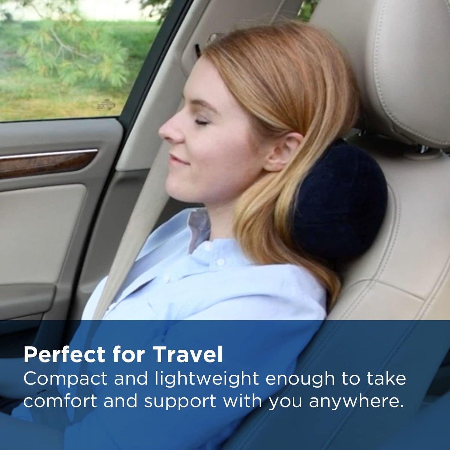 All-Purpose Memory Foam Travel Pillow, Peanut-Shaped Lumbar Pillow for Neck and Back Pressure Relief, Navy