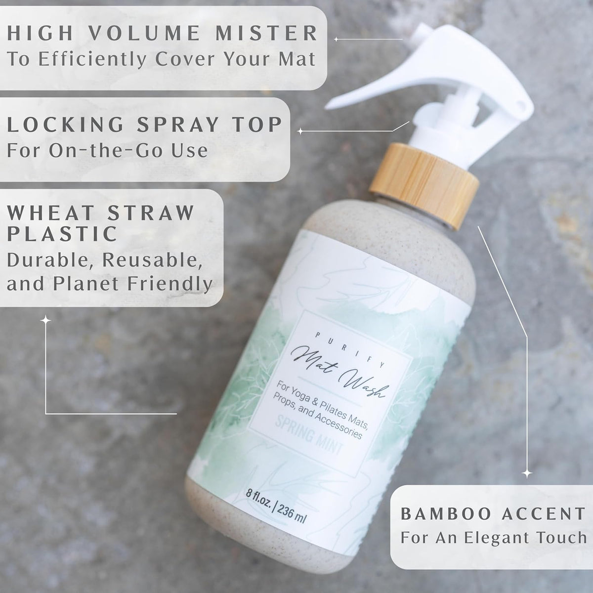 Organic Yoga Mat Cleaner Spray | 8oz Summer Bloom with Microfiber Cloth | Made in the USA | Safely and Effectively Cleans All Mats and Pilates + Yoga Accessories