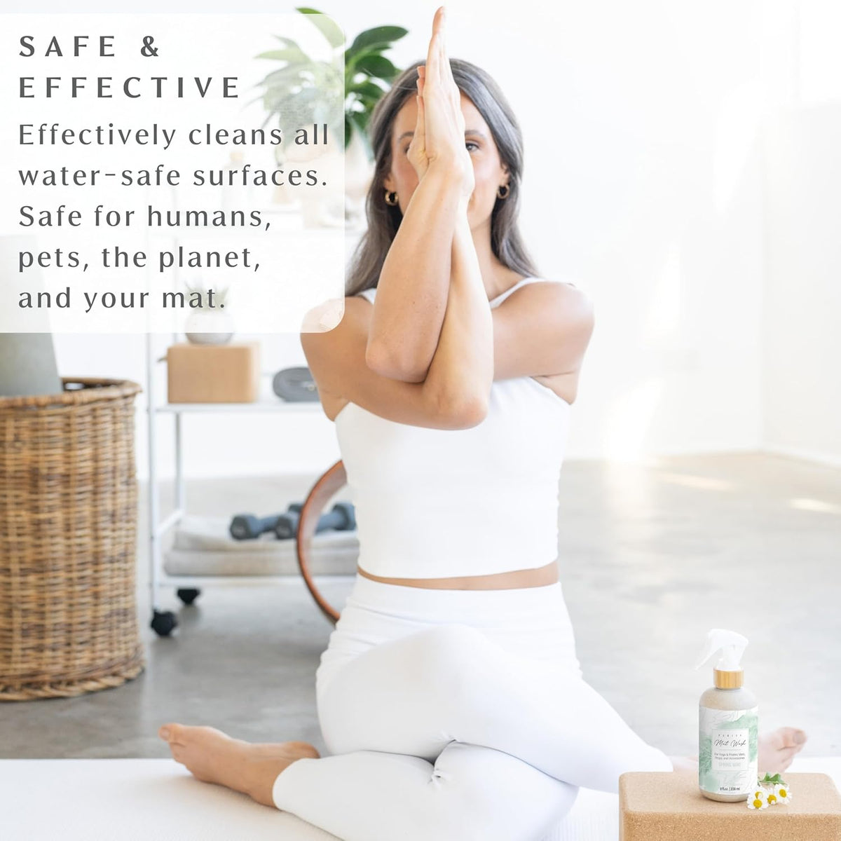Organic Yoga Mat Cleaner Spray | 8oz Summer Bloom with Microfiber Cloth | Made in the USA | Safely and Effectively Cleans All Mats and Pilates + Yoga Accessories